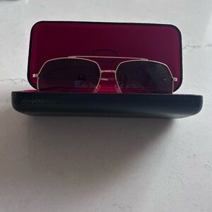 Oscar de la Renta Aviator Gold Sunglasses with Black Case